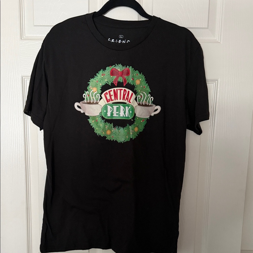 FRIENDS Black Central Perk Wreath Graphic Tee